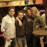 Pictured: Dennis (Glenn Howerton), Charlie (Charlie Day), Mac (Rob McElhenney), and Dee (Kaitlin Olson) behind the scenes in “It’s Always Sunny In Philadelphia”