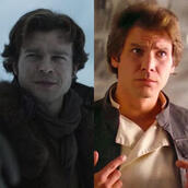 pictured: han solo from solo (2018) (left) and empire strikes back (right)