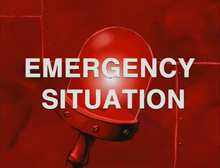 pictured: Krusty Krab Training Video; emergency situation